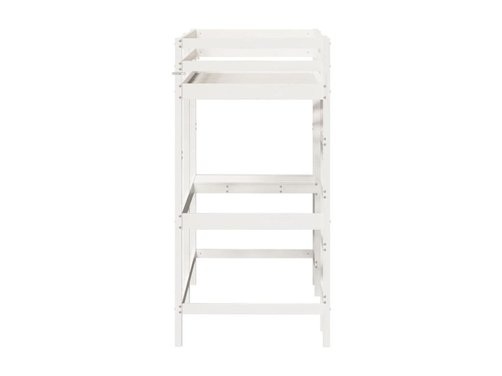 Lit superposé avec bureau blanc 75x190 cm bois de pin massif IKFX87688