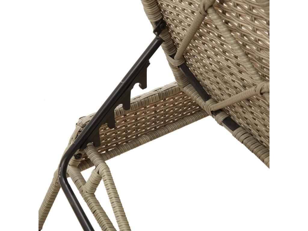 Chaise longue avec coussin gris clair résine tressée WWBP03869