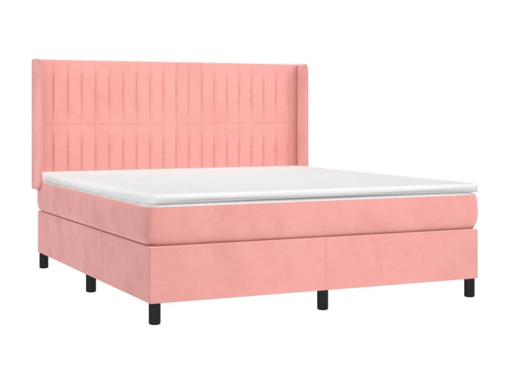 Sommier à Artigeo de lit matelas et LED Rose 160x200 cm Velours RWCS34024