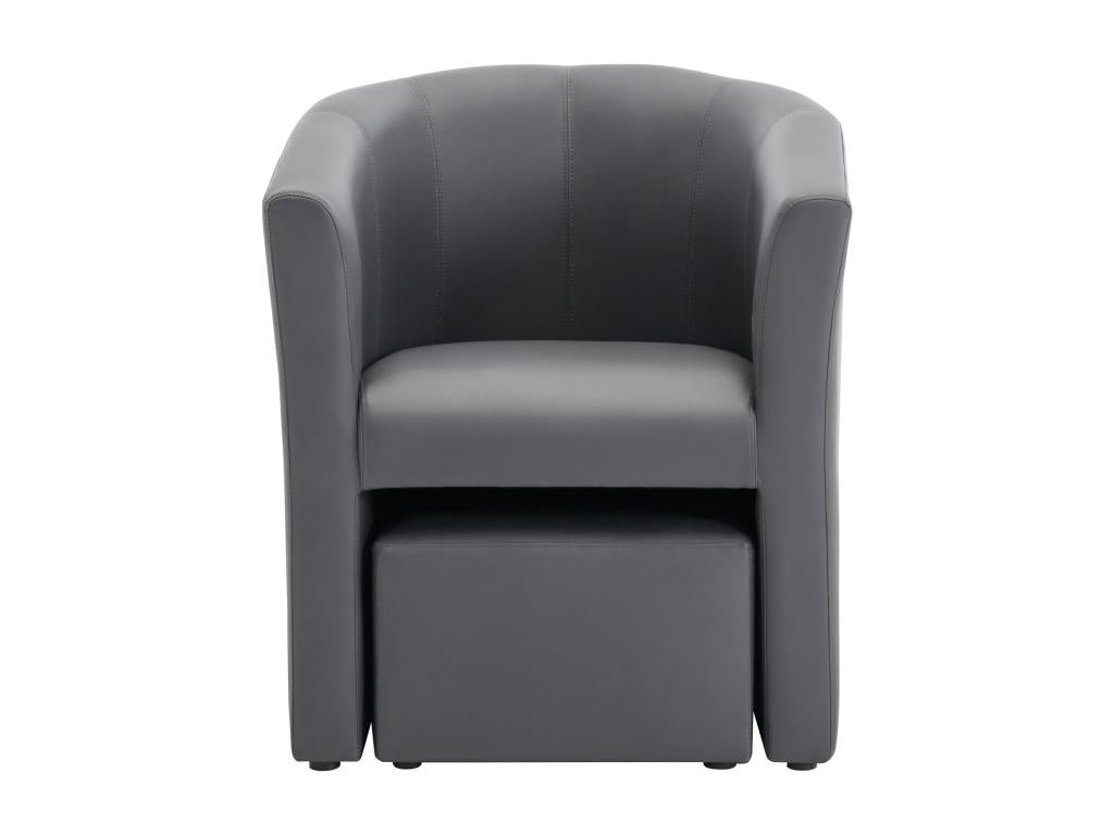 Armchair cabriolet and ottoman in faux gray Chezlova ETJN91488