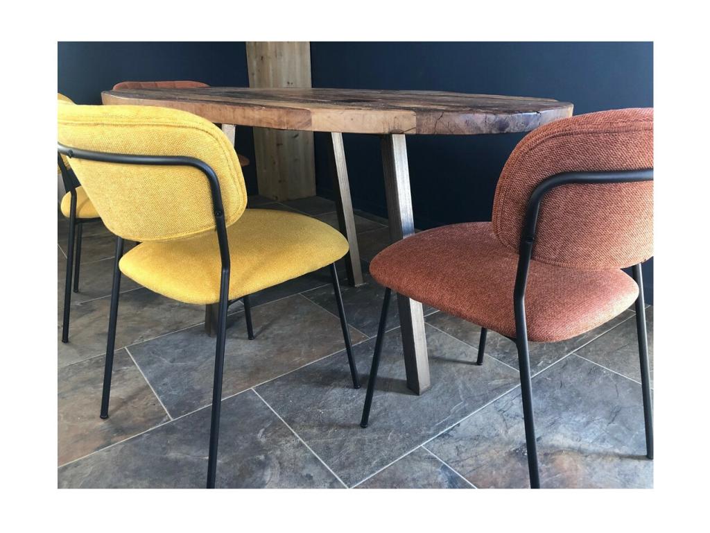 Chezlova - 2 Chaises de repas en tissu jaune XDRE34192