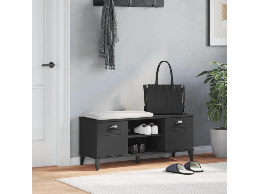 Banc à chaussures Artigeo noir 106x35x45 bois massif de pin WIGC57770