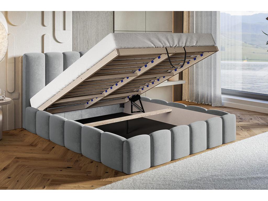 Artigeo Lit Rembourré 140x200 cm avec Rangement Artigeo - Lit Double 140x200 tissu bouclé Gris foncé Anthology 18 CUYN05017