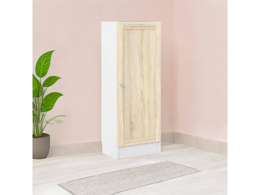 Bookcase Cosymeub Shelf of desk Door-mobile book Bookstore 41x28 h107 cm White and oak WNQW16022