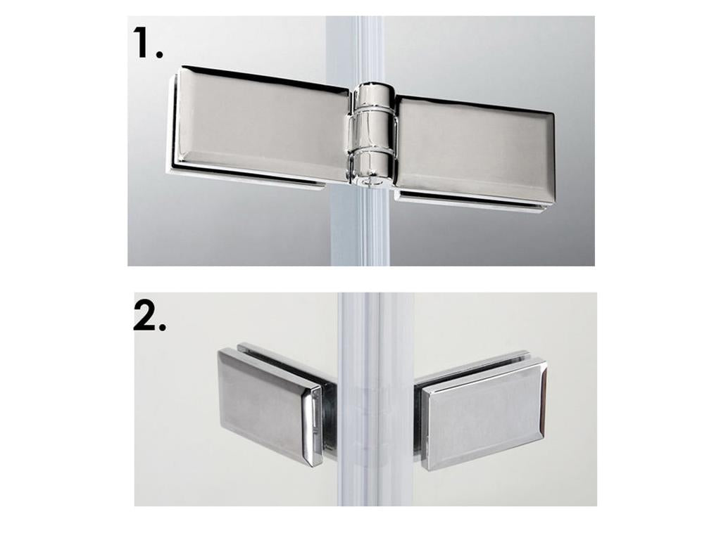 Paroi de douche fixe à l'italienne avec retour pivotant 100 40x200cm charnières avec barre de fixation 73-120cm en carré XLAW51111