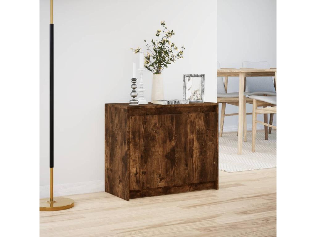 Buffet avec LED chêne fumé 72x34x61 cm bois d'ingénierie BOZA86348