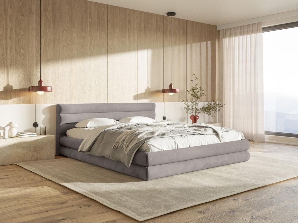 Storage bed - 160x200 cm - in water-repellent velvet gray light - Artigeo HWHH85419