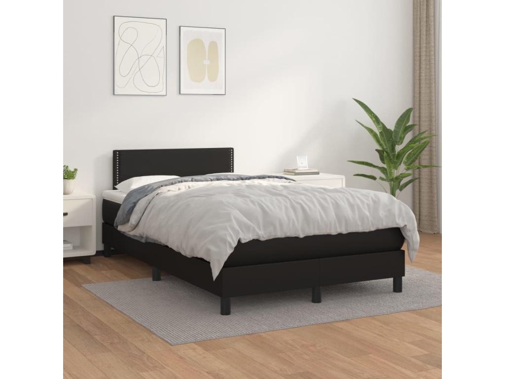 Bed base upholstered with mattress Black 120x200 cm Faux leather AESV98839