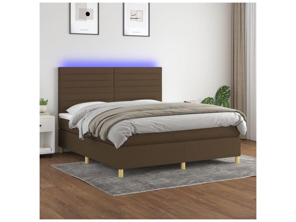 Sommier à Artigeo de lit matelas et LED Marron foncé 160x200 GWCB87064