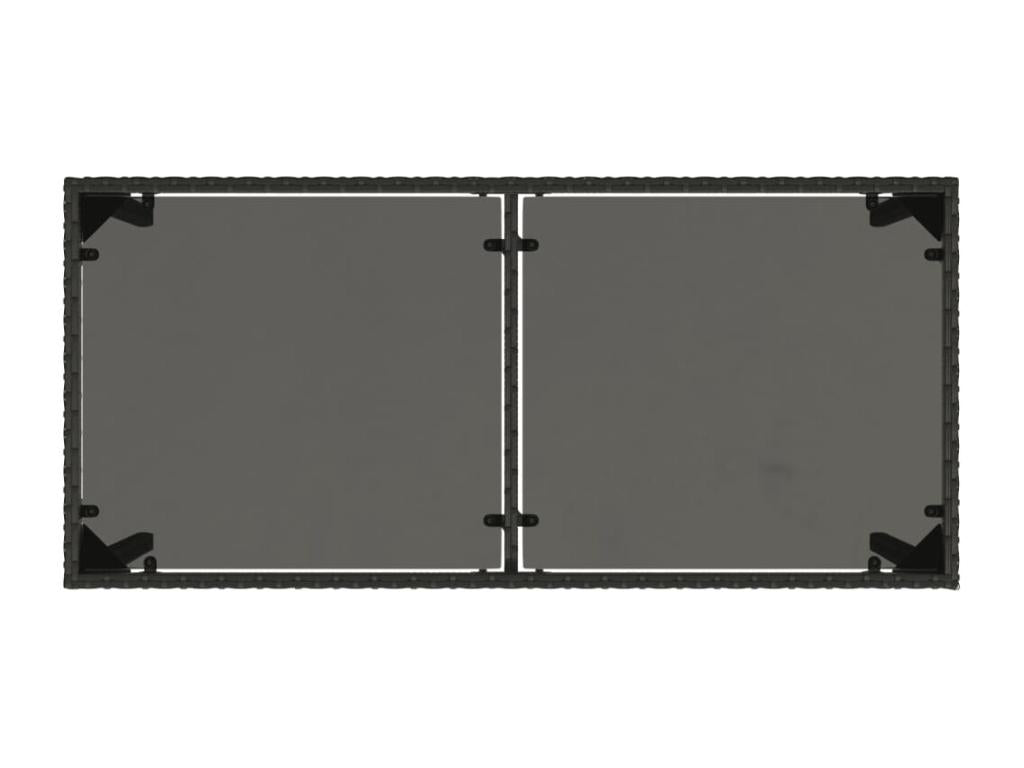Table de jardin dessus en verre noir 115x54x74cm résine tressée DYQY86160