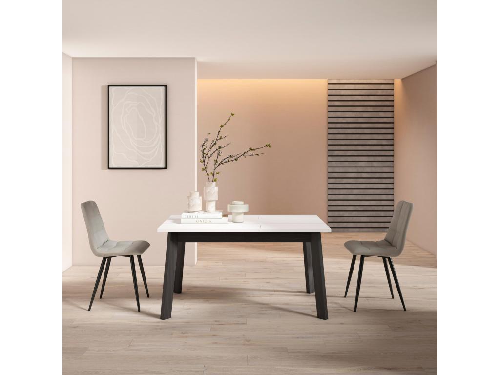 Table à manger 140 Pour 6 personnes Pieds en bois Blanc QSCR19426