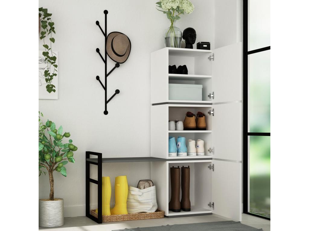 Cabinet entryway with Artigeoère wall Artigeo L109cm Wood White and Black XGJW62144
