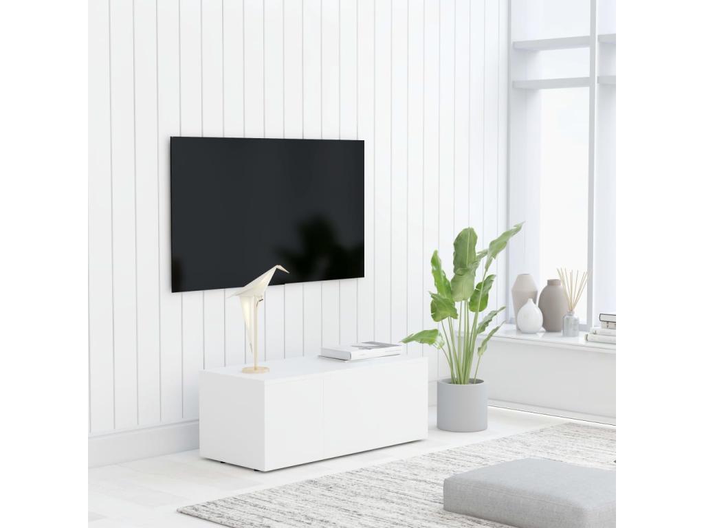 Meuble TV Blanc 80x34x30 cm Aggloméré YWGM14638