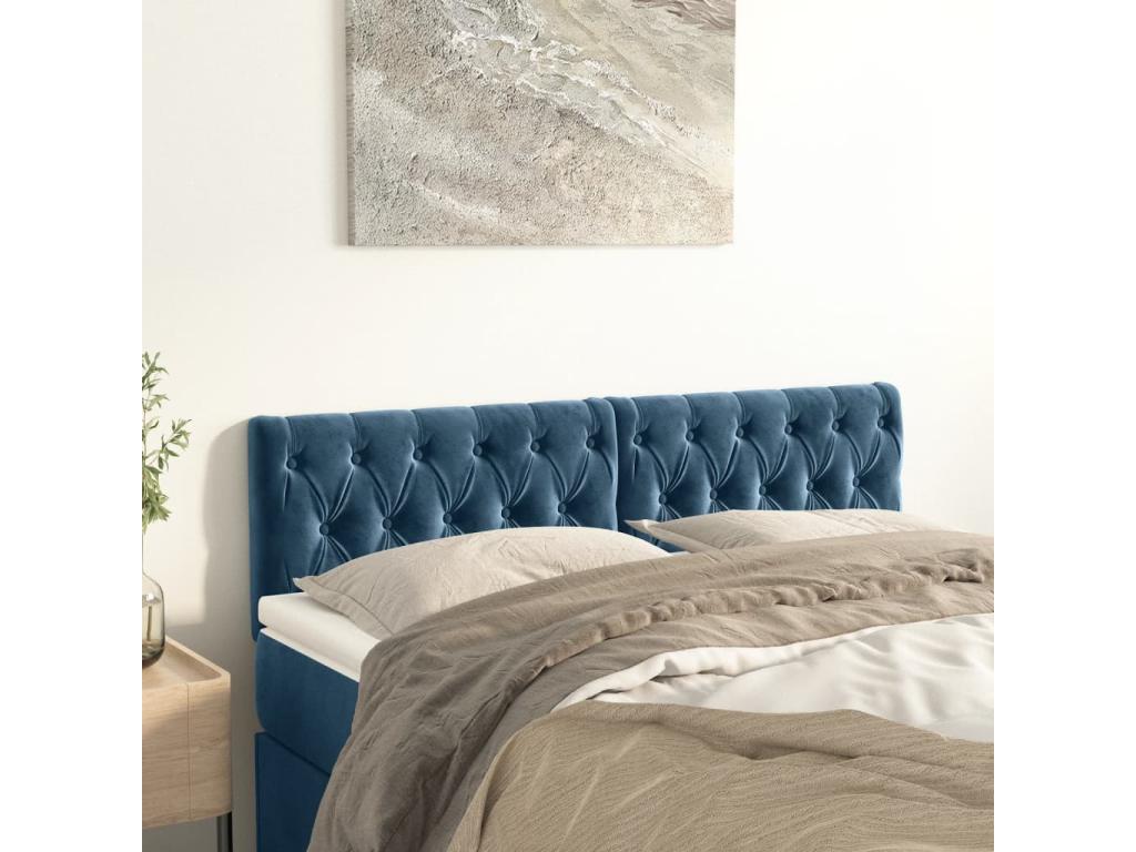 Têtes de lit 2 pcs Bleu foncé 80x7x78/88 cm Velours SGDK29295