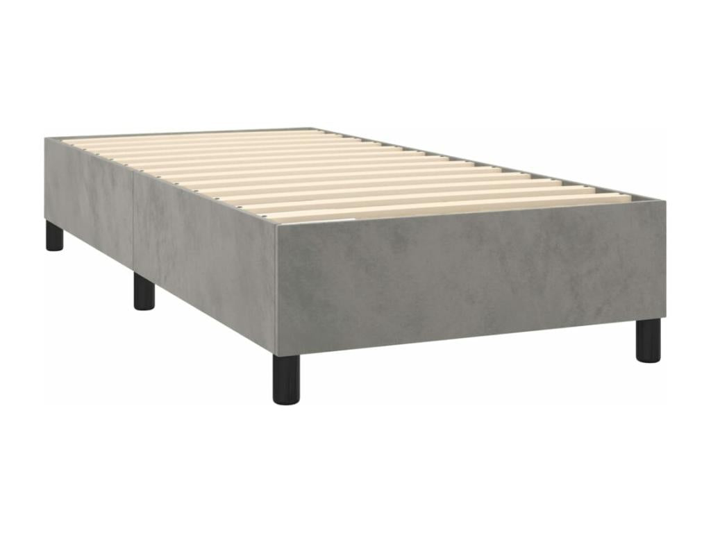 Lit à sommier tapissier et matelas Gris clair 90x190 cm Velours ZVLE49739