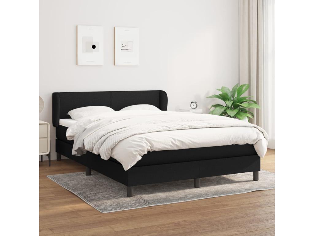 Sommier à Artigeo de lit avec matelas Noir 140x190 Tissu TALE64012