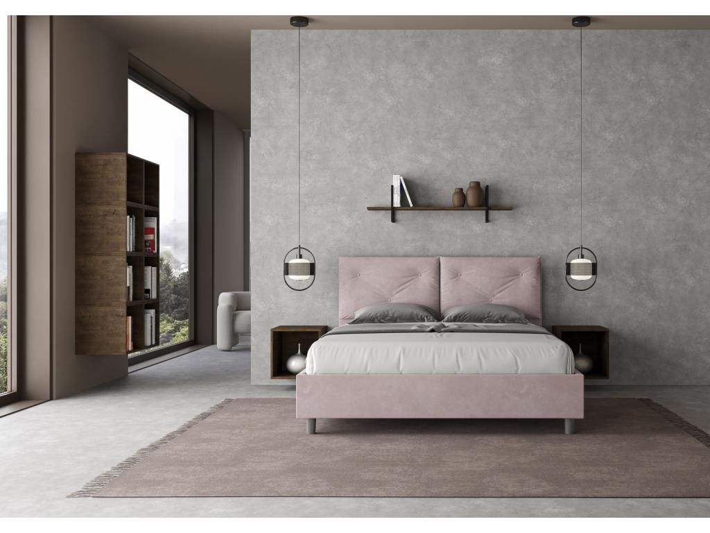 Lit avec sommier rembourré 160x210 microfibre Artigeo JJMG95515