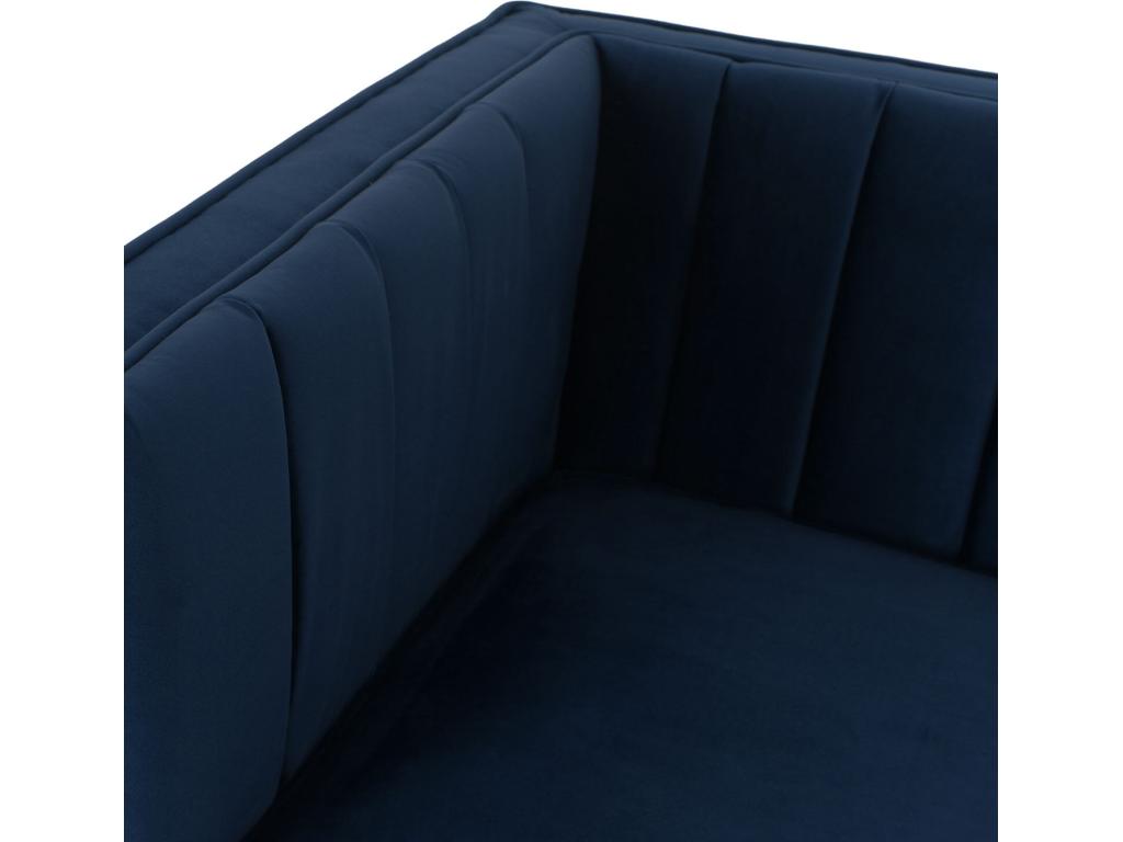 Canapé 3 places Artigeo Velours Bleu foncé pieds doré ZLEB16573