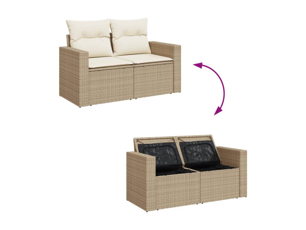 Salon de jardin avec coussins 9 pièces beige résine tressée IZCV42787
