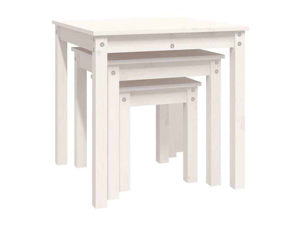Tables gigognes 3 pièces Blanc Bois de pin massif PPDH00808