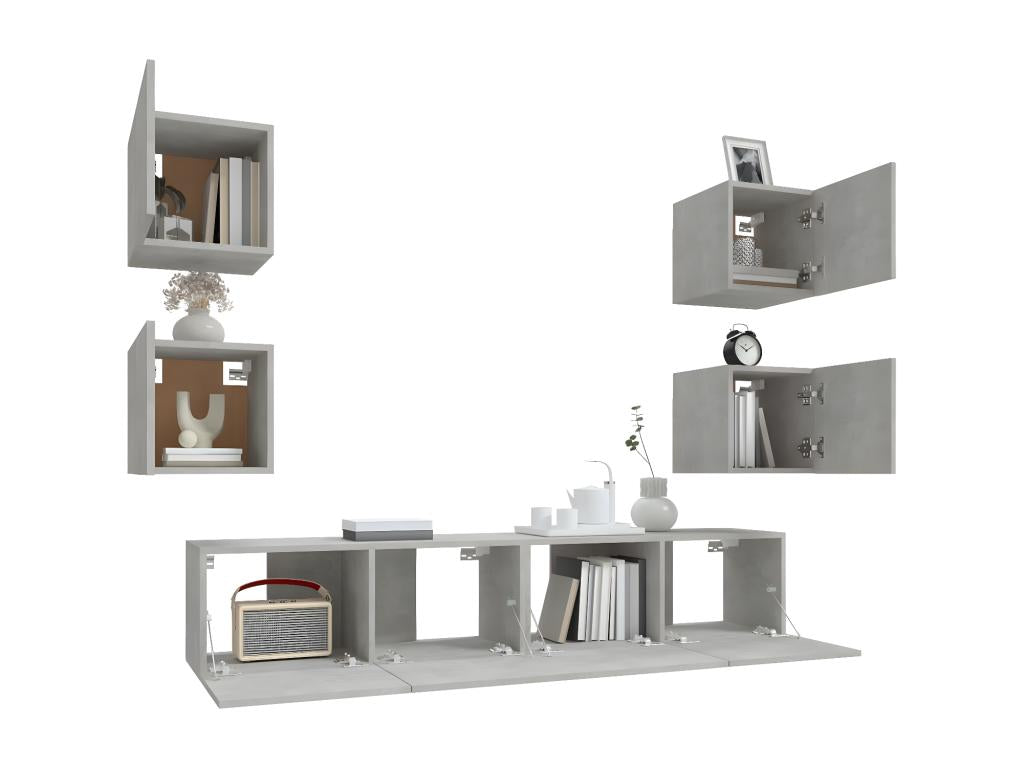 Ensemble de meubles TV 6 pcs Gris béton Bois d'ingénierie DYSM44872