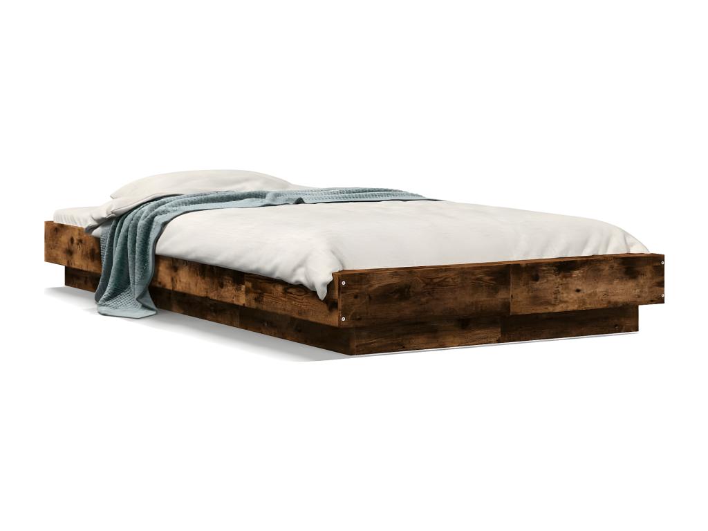 Cadre de lit sans matelas chêne fumé 75x190 cm DWCX91383