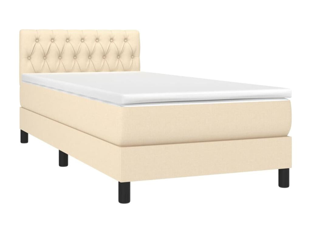 Sommier tapissier avec matelas et LED Crème 90x190 cm Tissu WOZB67166