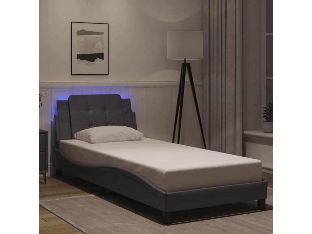 Cadre de lit avec LED sans matelas gris 90x200 cm HCRG18575