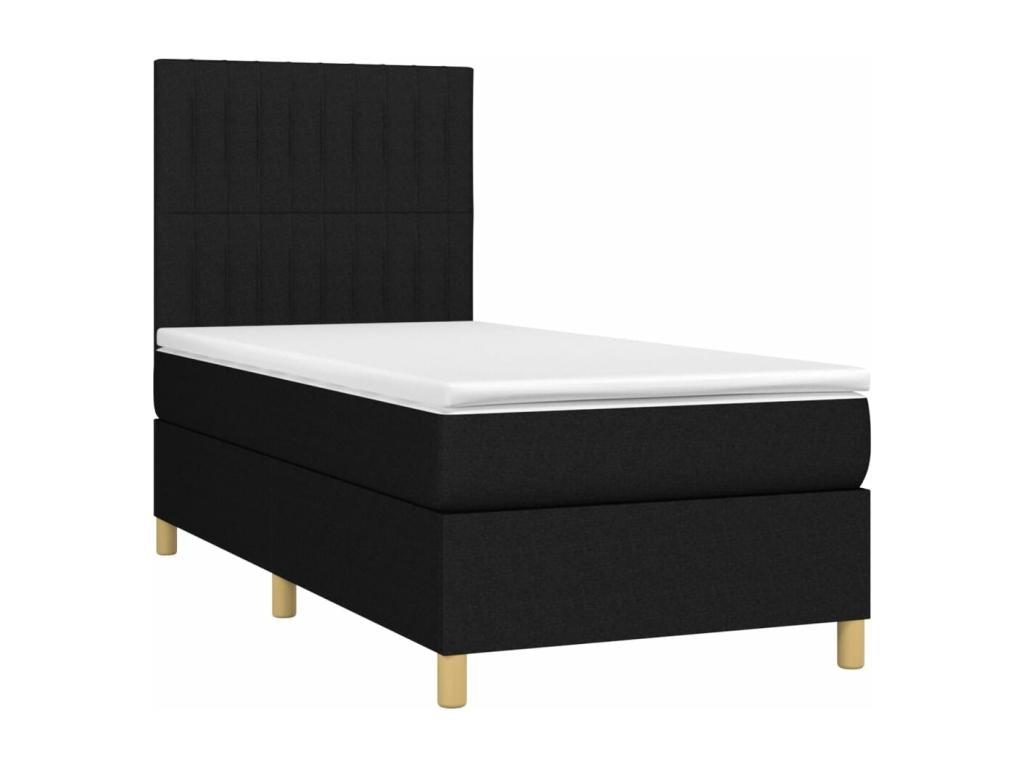 Lit à sommier tapissier et matelas Noir 80x200 cm Tissu PXGO97394