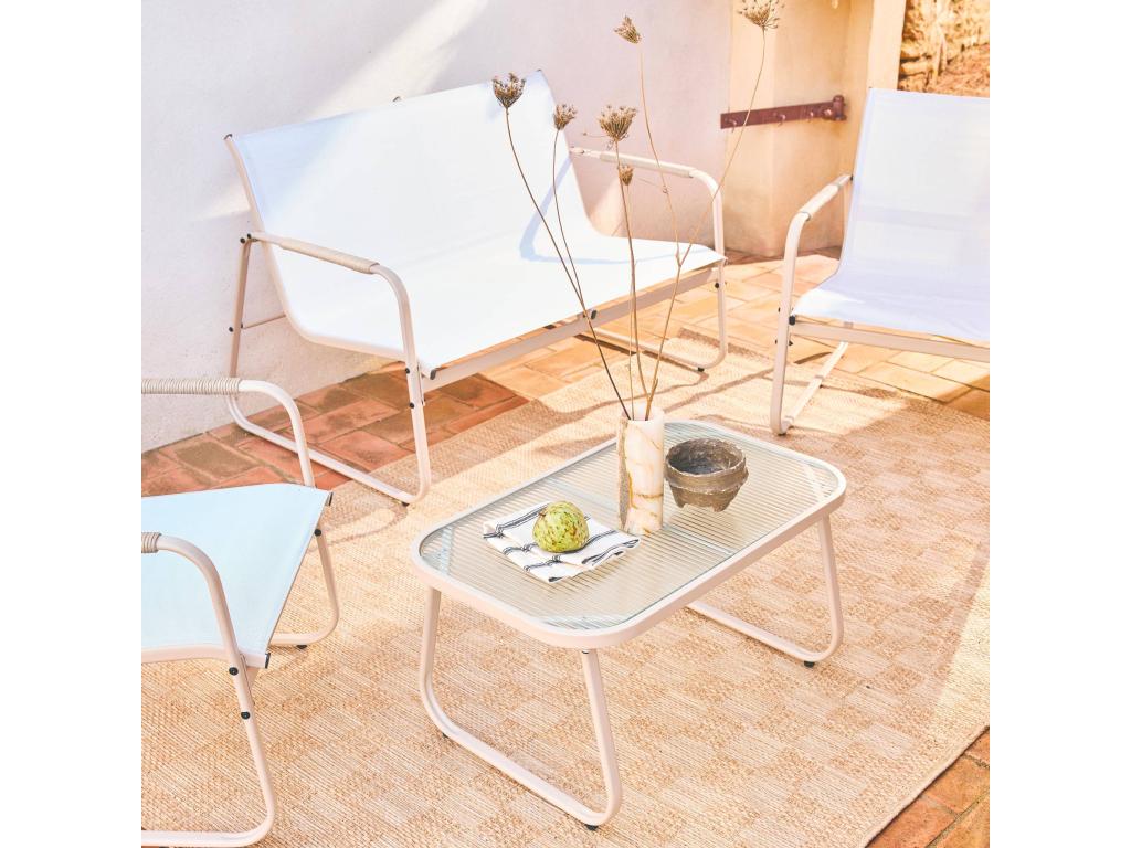 Patio set white Artigeo aluminum- 4-Seater- sofa- table- two armchairs Artigeo MPAA59430