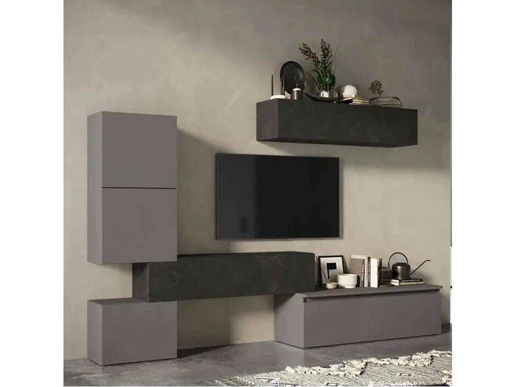 Cabinet Wall Artigeo Composition of living Versatile cabinets of living TV cabinet Made in Italy 290x40 h190 cm Slate and Gray dark UQTF47474