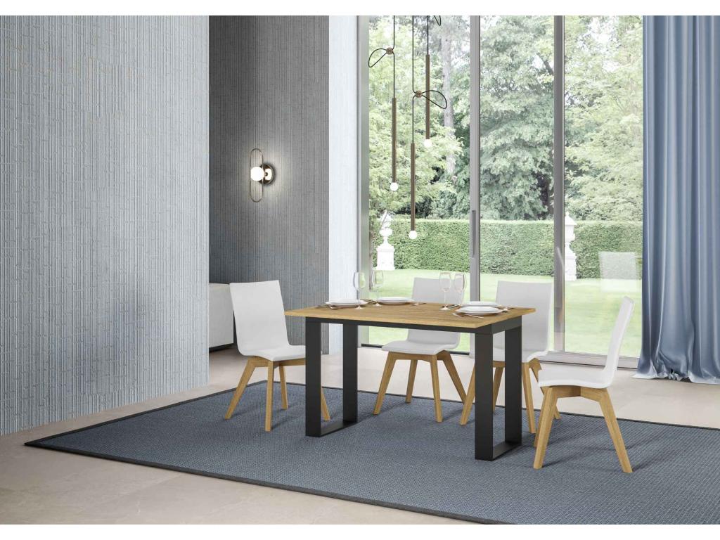 Table extensible portefeuille 120/200x45/90 cm Tecno Double Chêne Nature cadre Anthracite PHQX98608
