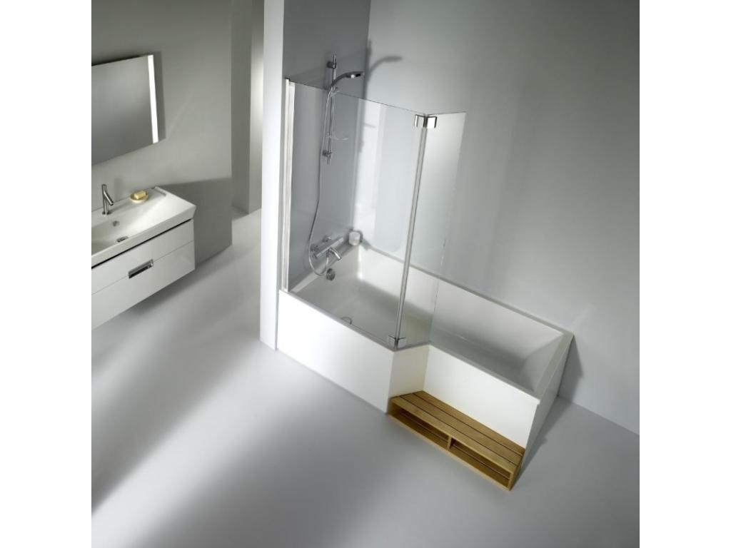 Baignoire bain douche Artigeo Neo étagère pare bain 180x80 version gauche QWQC43198