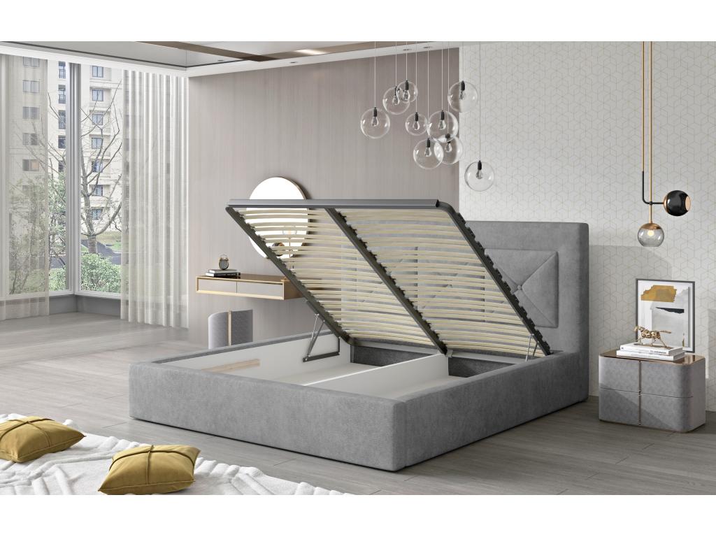 Lit double rembourré en tissu Artigeo-Couleur Marron-200x200-Version coffre de rangement CSVH08884