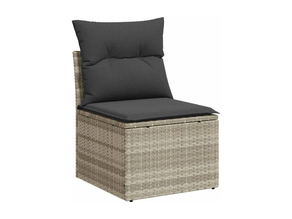 Salon de jardin 9 pcs avec coussins gris clair résine tressée AEIQ59362