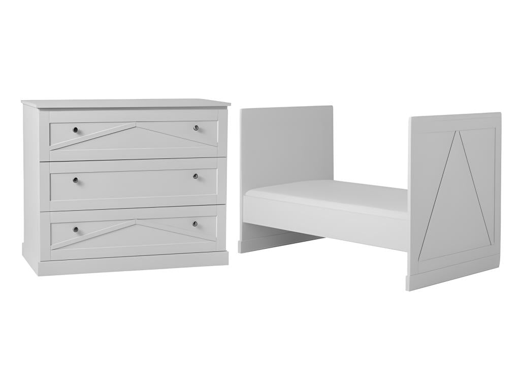 Lit bébé évolutif et Commode à langer Marie Blanc JACW28893