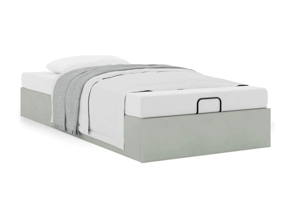 Frame of bed ottoman without mattress gray light 90x200 cm velvet QRLR10216