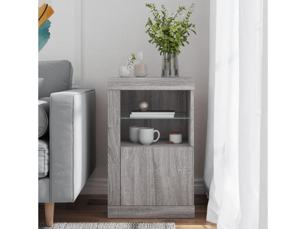 Armoire latérale et Chezlovaères LED Chezlova gris bois d'ingénierie PQHK24707