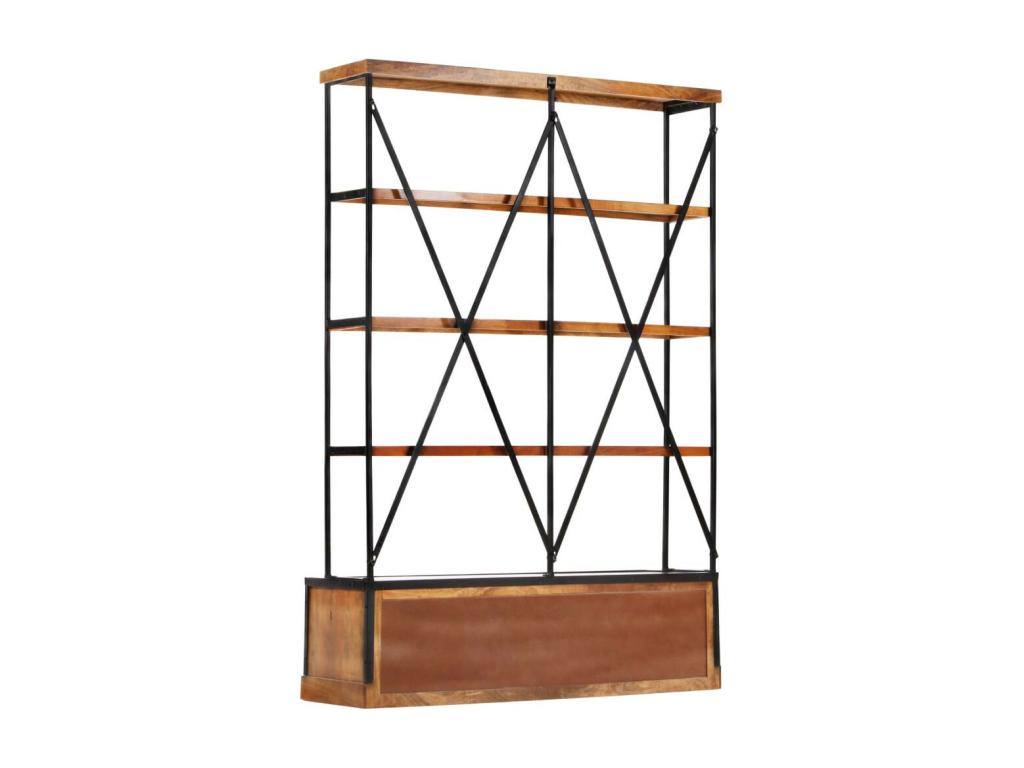 Bookcase 4 shelves with 6 drawers 122x36x181 Mango wood BVIY17076