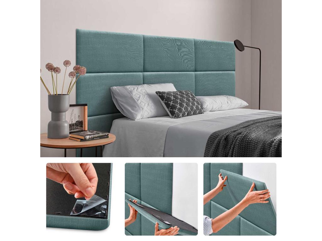 Artigeo Ensemble de 1 Panneau mural en lin autocollant absorption acoustique protection contre les chocs et têtes de lit Turquoise 60x50cm x1 PEOO89901