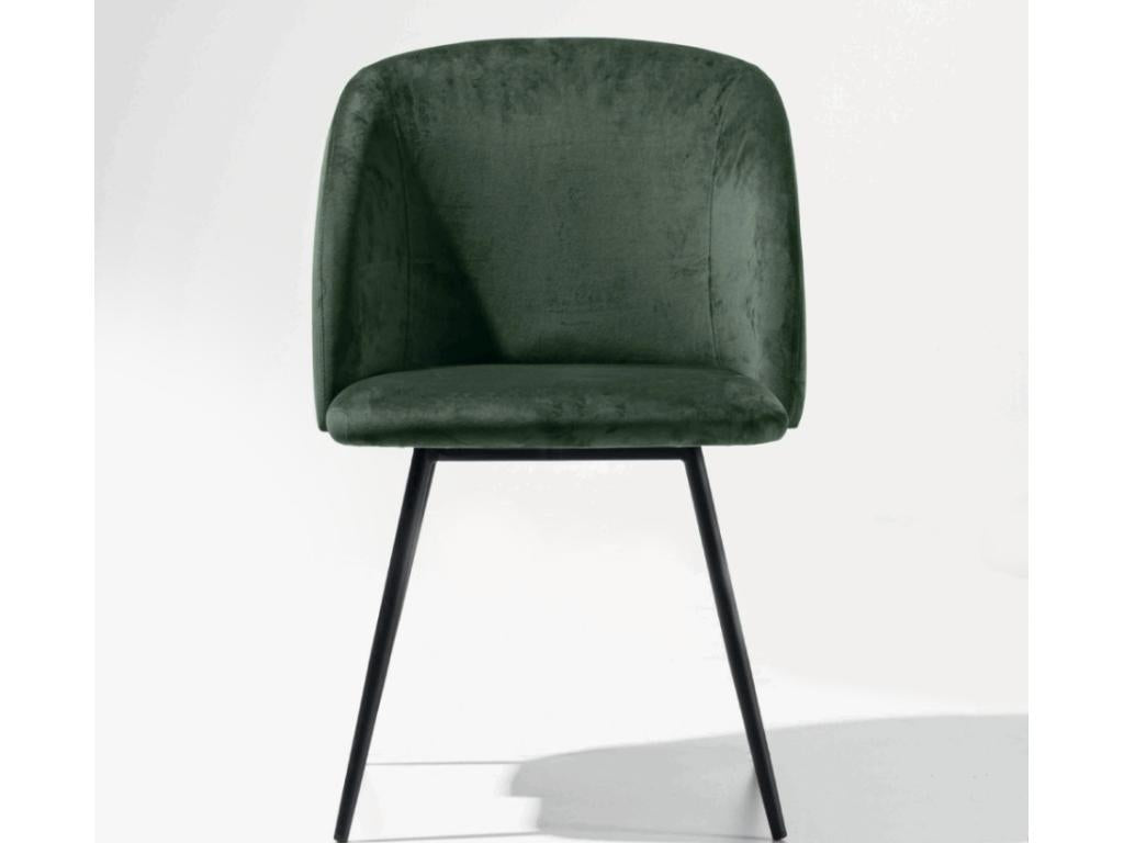 Chaise avec accoudoir moderne velours et métal noir Artigeo - Lot de 2-Couleur Vert foncé MFPK38463