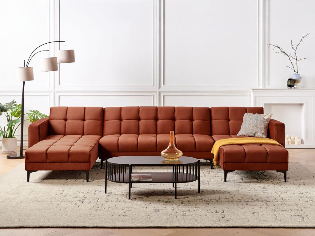 Sofa-bed modular in shape of U Chezlova Velvet Red light 5-Seater Chezlovaétrique LXBI91923