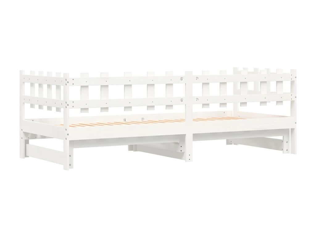 Lit coulissant sans matelas blanc 2x 90x190 cm bois massif UTEL63749