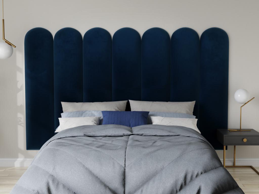 Panneaux muraux tête de lit - 210 cm - Velours - Bleu - Artigeo LWTT57851