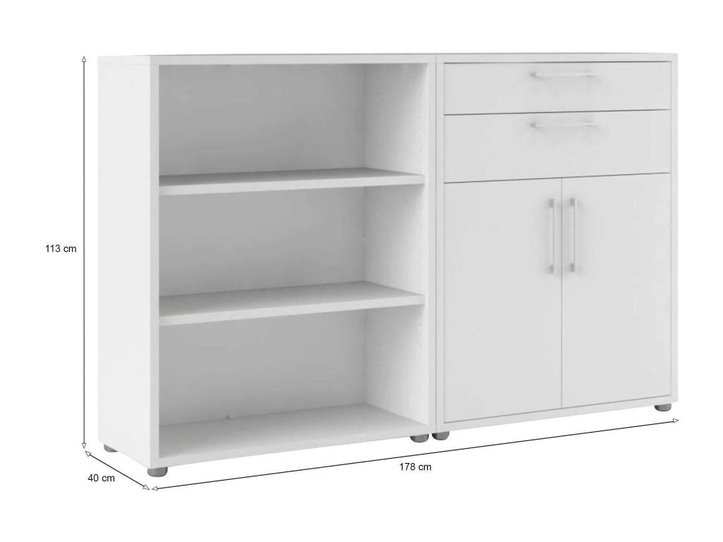 Buffet Artigeo Buffet du salon Commode de salon Garde-manger de cuisine 178x40 h113 cm Blanc SHEX41018