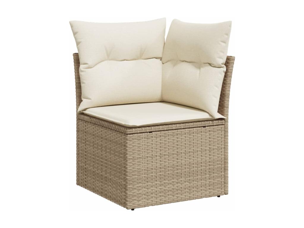 Salon de jardin avec coussins 10 pcs beige résine tressée ENLK64761