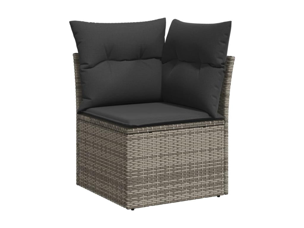 Salon de jardin avec coussins 14 pcs gris résine tressée LZFA48184