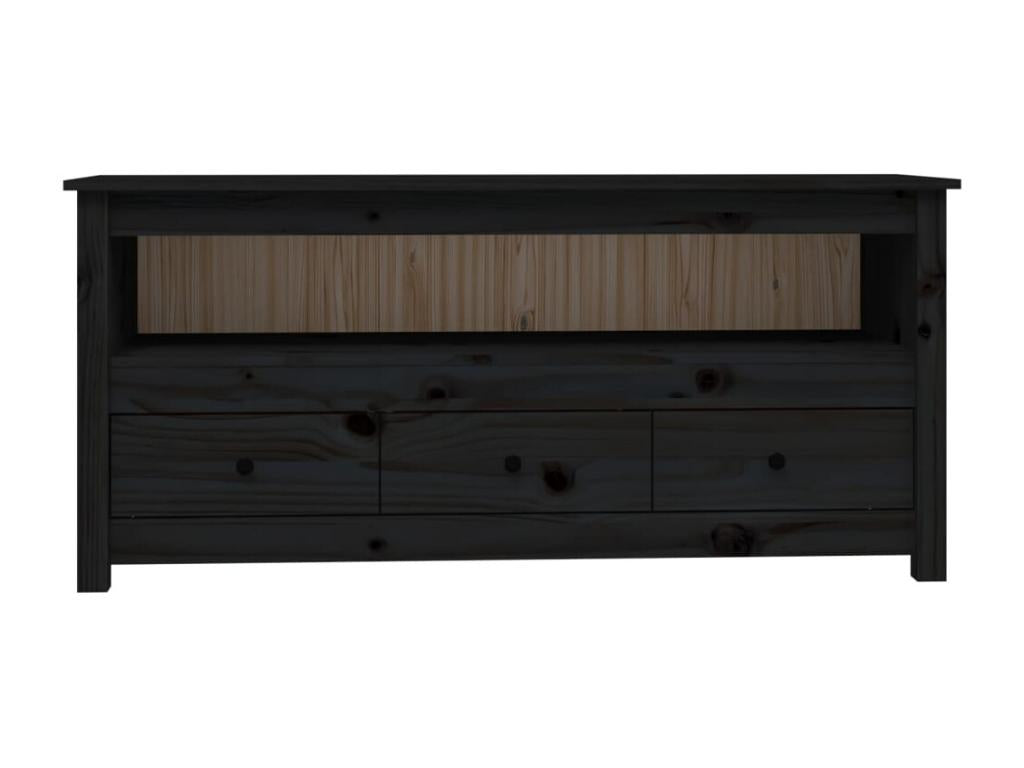 Meuble TV Noir 114x35x52 cm Bois de pin massif QQJS86143