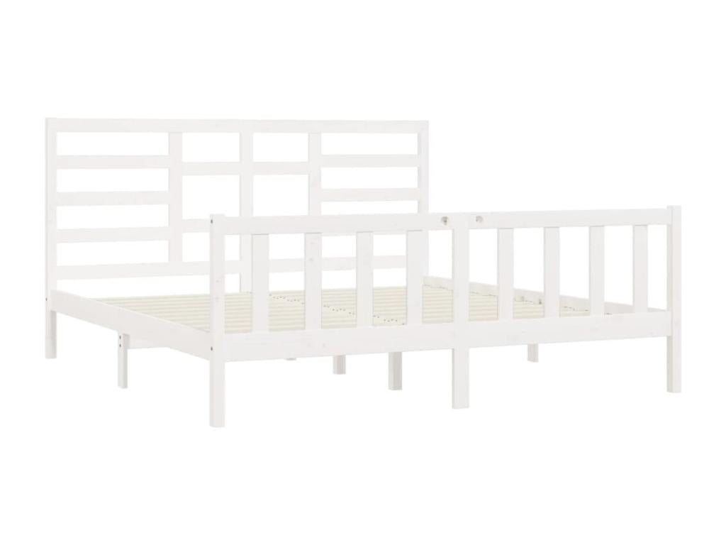 Cadre de lit Blanc Bois de pin massif 200x200 cm JNQO66467