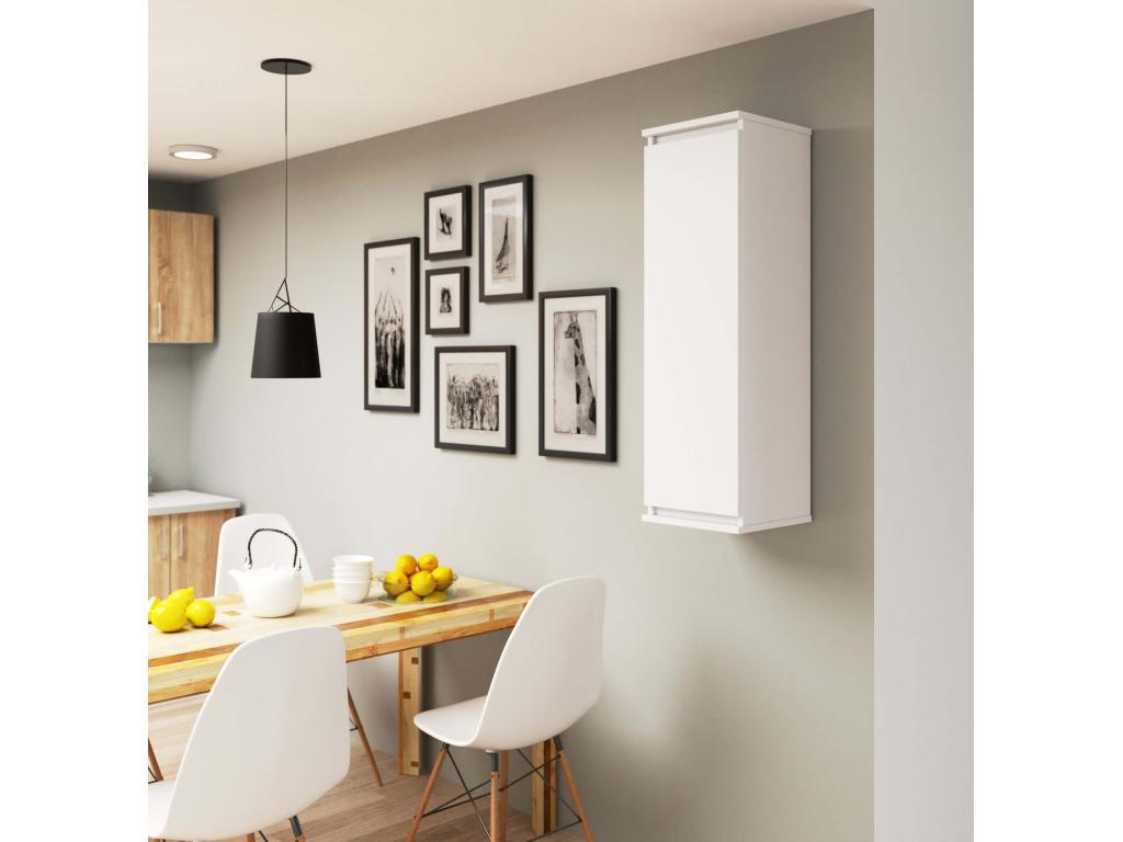 Vitrine armoire Cosymeub W30 Blanche 30 cm 1 porte façade Blanche 3 étagères 30x30x99 cm XKHD32826